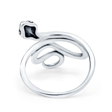 Snake Oxidized Band Solid 925 Sterling Silver Thumb Ring (23mm)